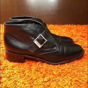 Etienne Aigner Black 9.5 Leather Ankle Booties 9